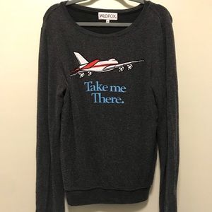 Wildfox Grey “take me there” pullover sweatshirt✈️